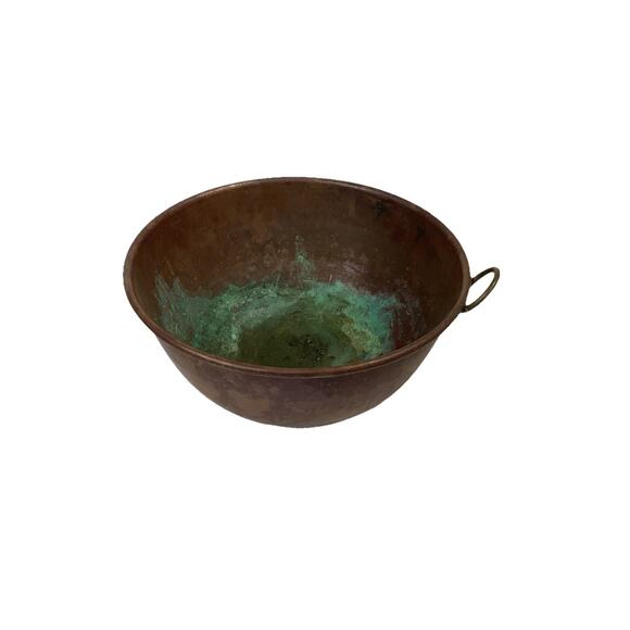 Vintage Copper Mixing Bowl w/ Brass Ring (Rolled Edge) 10.5”x5.5” - Picture 1 of 9